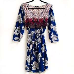 Floral Blue and Red Mini Dress